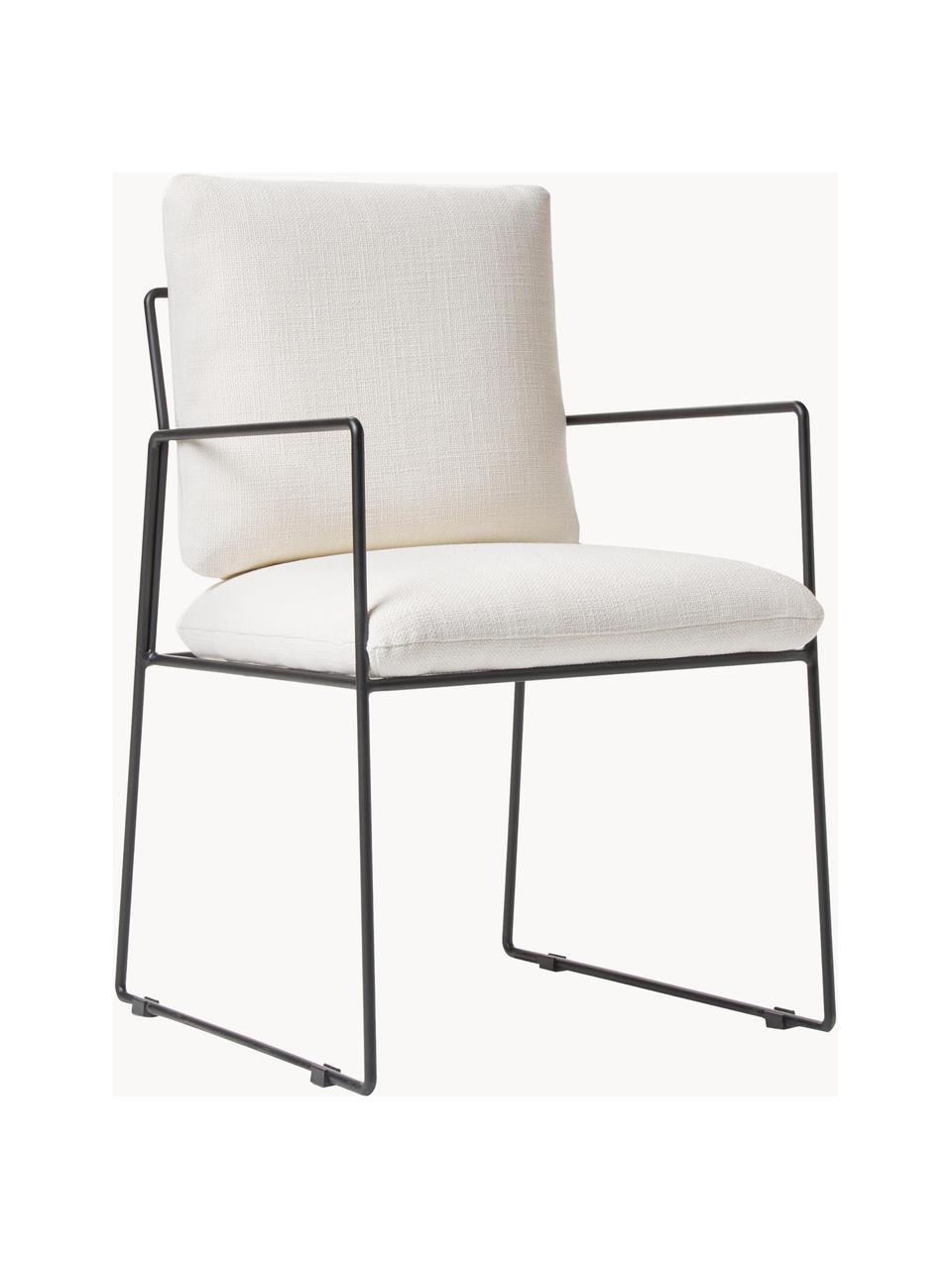 Polsterstuhl Wayne, Bezug: 80% Polyester 20% Leinen , Gestell: Metall, pulverbeschichtet, Webstoff Off White, B 54 x T 52 cm