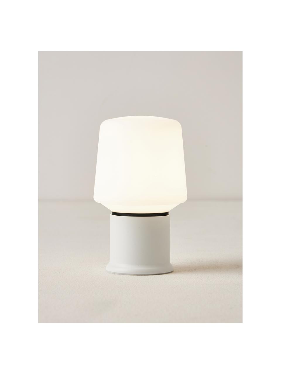 Lámpara de mesa para exterior LED regulable London, portátil, Plástico, Blanco, Ø 9 x Al 15 cm