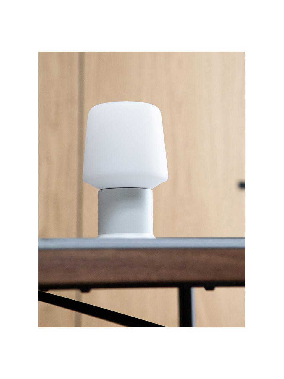 Lámpara de mesa para exterior LED regulable London, portátil, Plástico, Blanco, Ø 9 x Al 15 cm