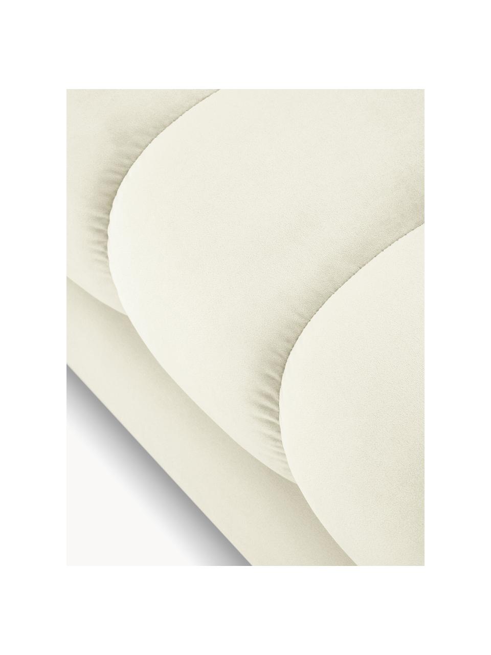 Canapé d'angle 5 places en velours Mamaia, Velours blanc crème, larg. 293 x prof. 185 cm, méridienne à droite