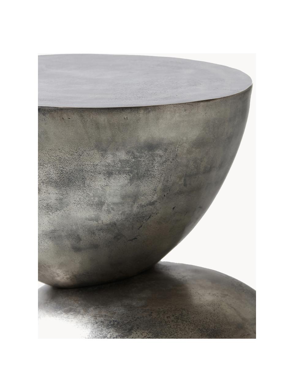 Tavolino in alluminio Heena, Alluminio ossidato, Argentato, Ø 40 x Alt. 55 cm