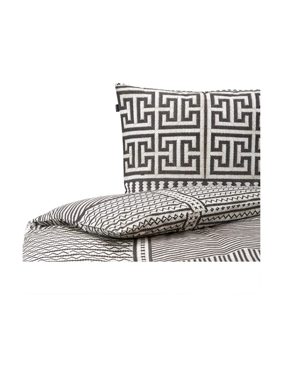 Bavlnená posteľná bielizeň s geometrickým vzorom Basket, Čierna, béžová