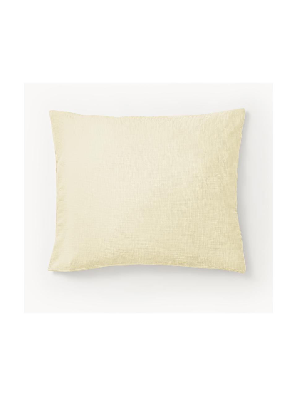 Poszewka na poduszkę z muślinu bawełnianego Odile, Żółty, S 40 x D 80 cm