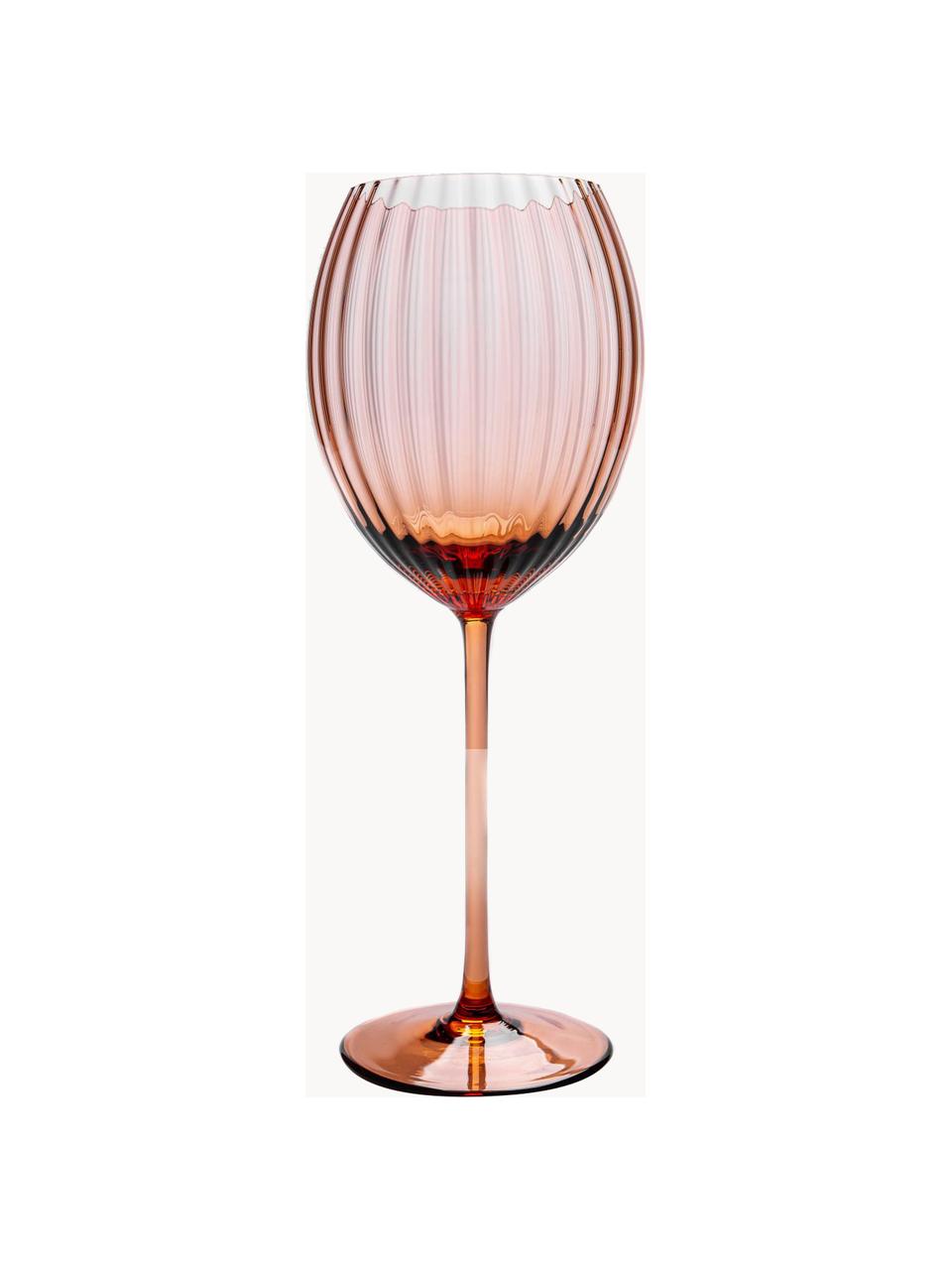 Súprava ručne vyrobených pohárov na biele víno Lyon, 2 diely, Sklo, Terakotová, Ø 7 x V 23 cm, 380 ml