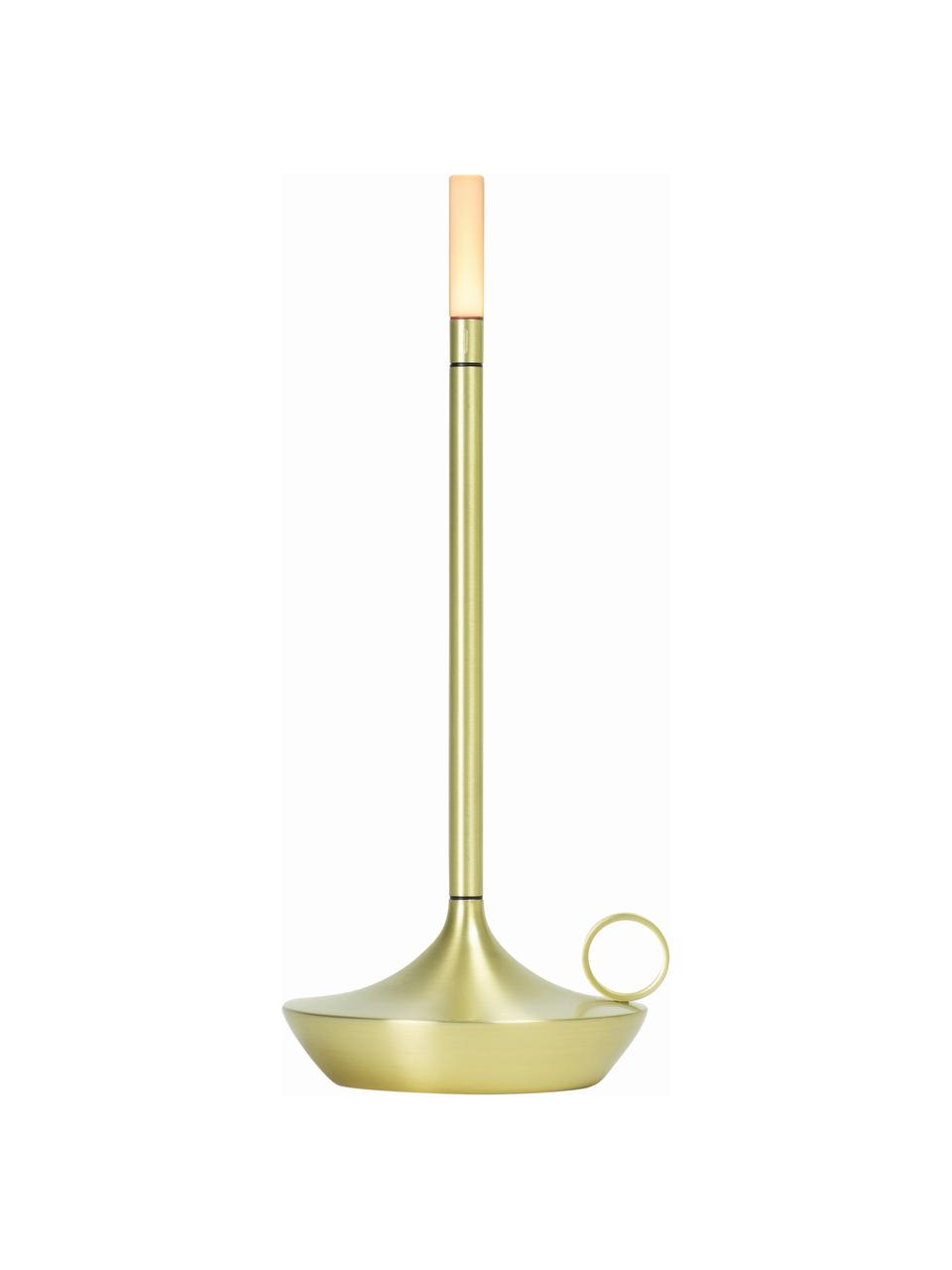 Lámpara de mesa pequeña regulable táctil LED Wick, portátil, Pantalla: plástico, Latón, Ø 12 x Al 26 cm