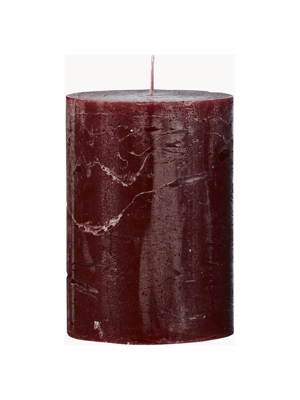 Candela a pilastro fatta a mano Rustic, Paraffina, Rosso vino, Ø 7 x Alt. 10 cm