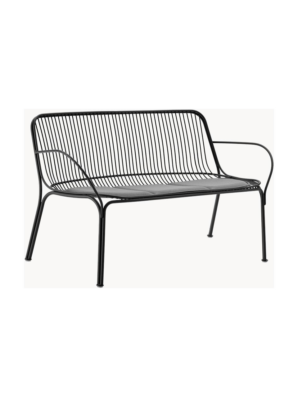 Banc de jardin Hiray, Acier galvanisé, laqué, Noir, larg. 121 x prof. 68 cm