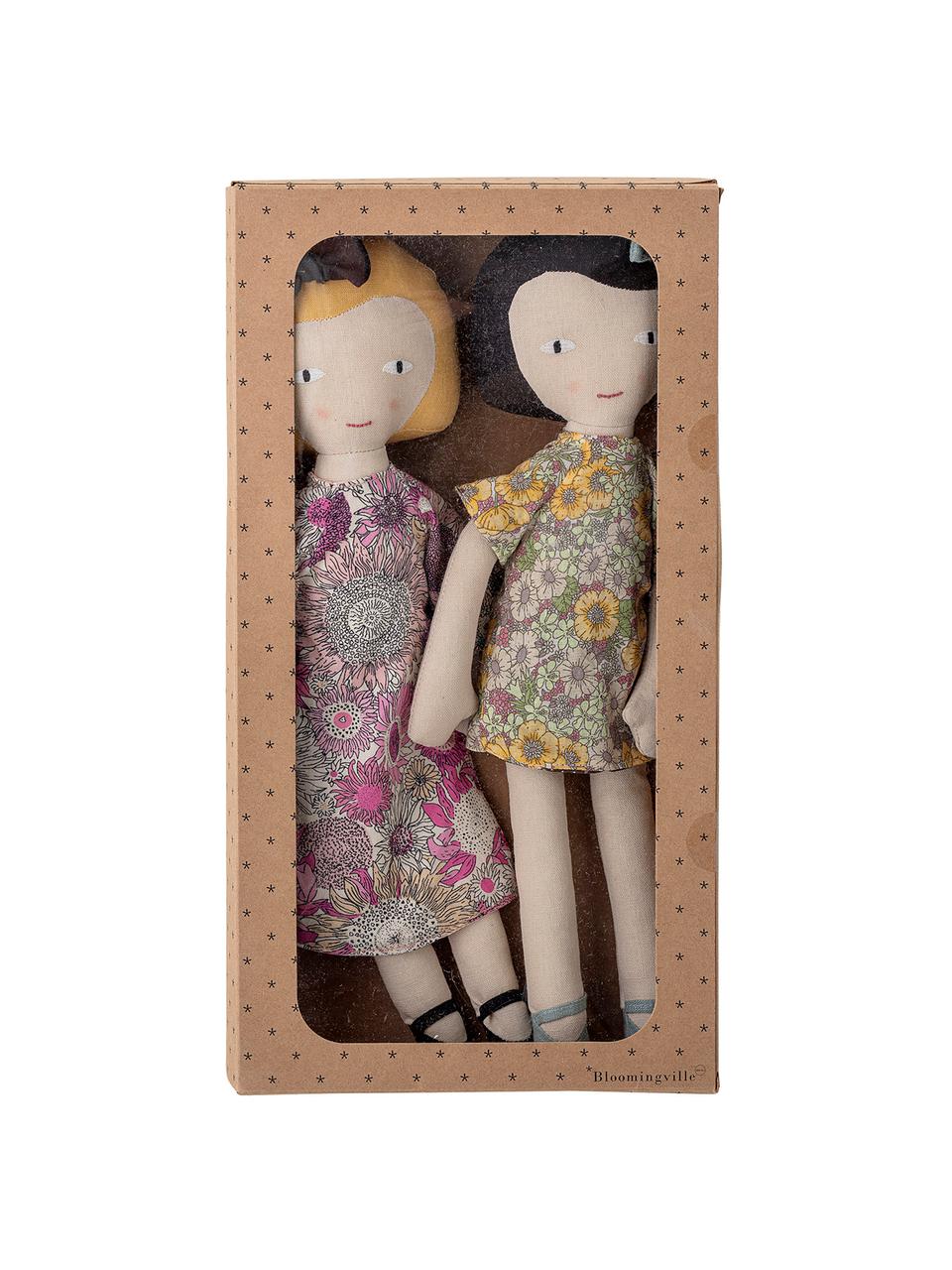Set 2 bambole di pezza Girls, Rivestimento: 65 % poliestere, 35 % cot, Multicolore, Larg. 10 x Alt. 36 cm