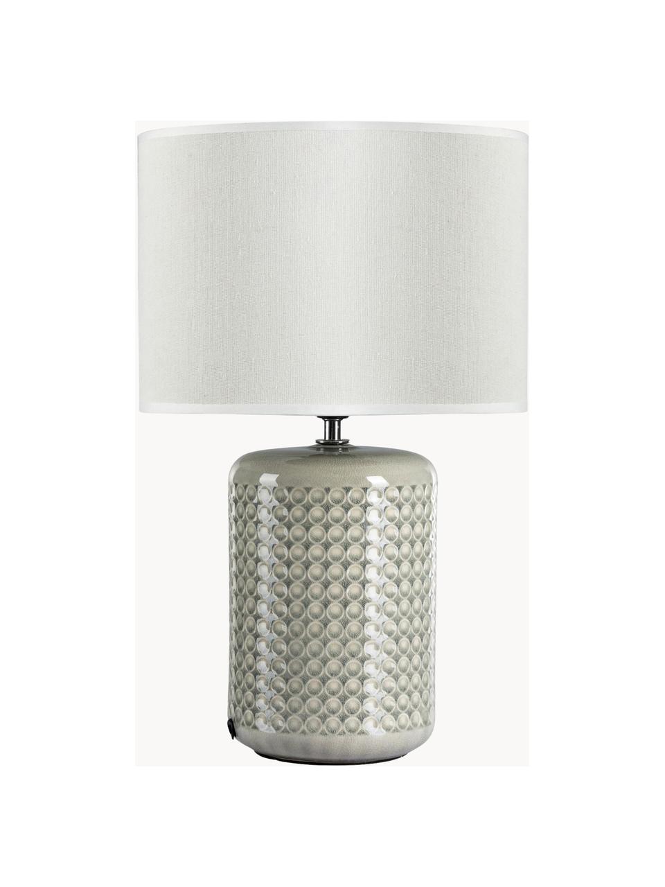 Tischlampe Go for Glowgau, Lampenschirm: Leinen, Lampenfuß: Keramik, Grüngrau, Weiß, Ø 25 x H 40 cm