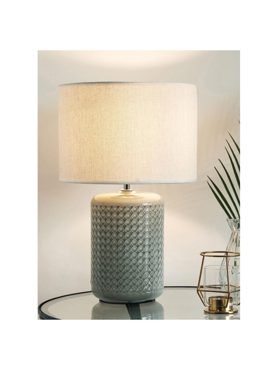 Lámpara de mesa Go for Glow, Pantalla: lino, Base de la lámpara: cerámica, Gris verdoso, blanco, Ø 25 x Al 40 cm