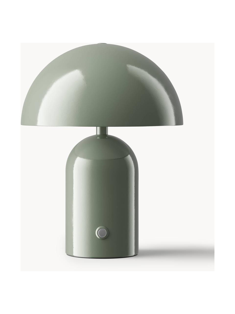 Kleine mobile LED-Tischlampe Walter, Olivgrün, Ø 19 x H 25 cm
