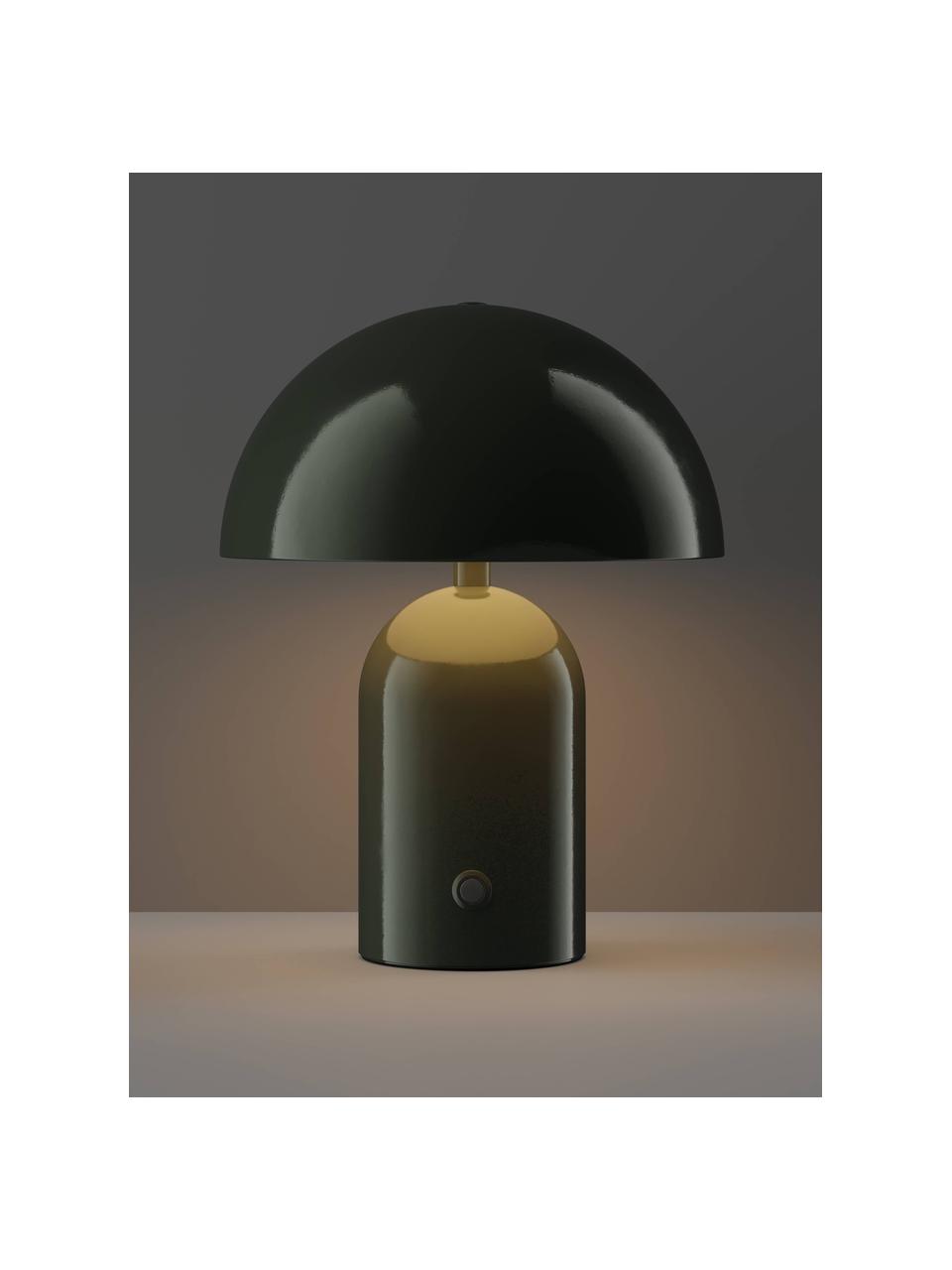 Lámpara de mesa pequeña LED Walter, portátil, Cable: cubierto en tela, Verde oliva, Ø 19 x Al 25 cm