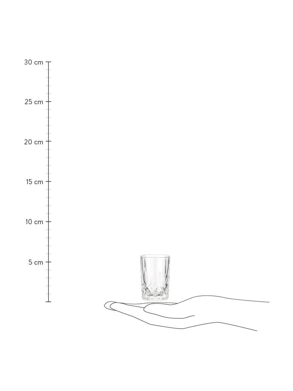 Sklenice na lihoviny s reliéfním vzorem Harvey, 4 ks, Sklo, Transparentní, Ø 4 cm, V 6 cm, 37 ml
