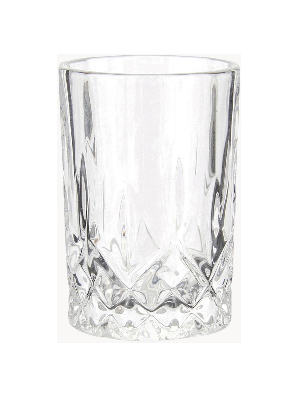 Vasos chupito con relieve Harvey, 4 uds., Vidrio, Transparente, Ø 4 x Al 6 cm, 37 ml