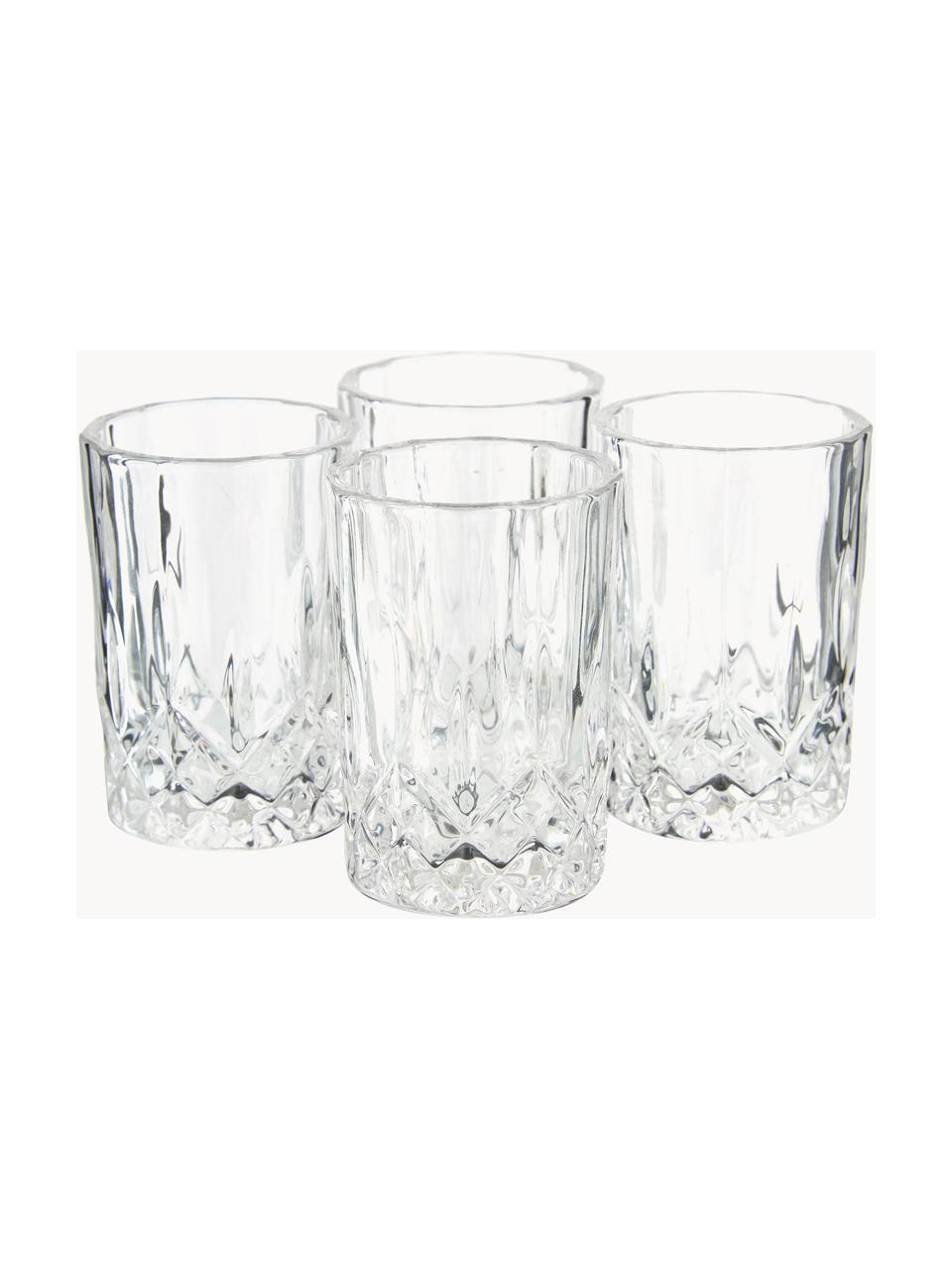 Vasos chupito con relieve Harvey, 4 uds., Vidrio, Transparente, Ø 4 x Al 6 cm, 37 ml