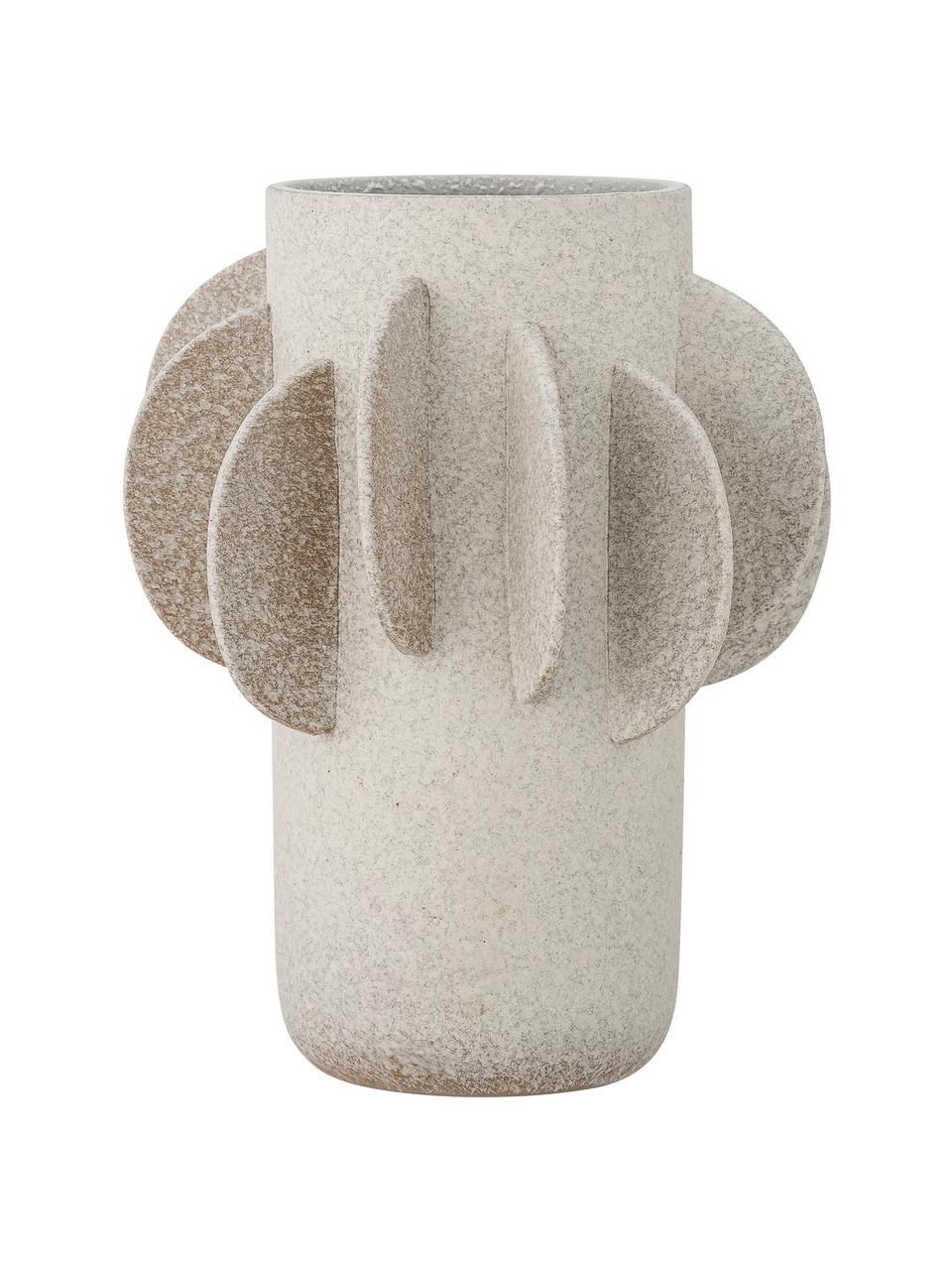 Handgefertigte Design-Vase Herold aus Steingut, Steingut, Cremefarben, Ø 18 x H 22 cm