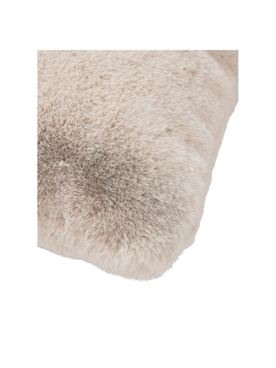 Nadýchaný povlak na polštář z umělé kožešiny Mette, hladký, Béžová, Š 40 cm, D 40 cm