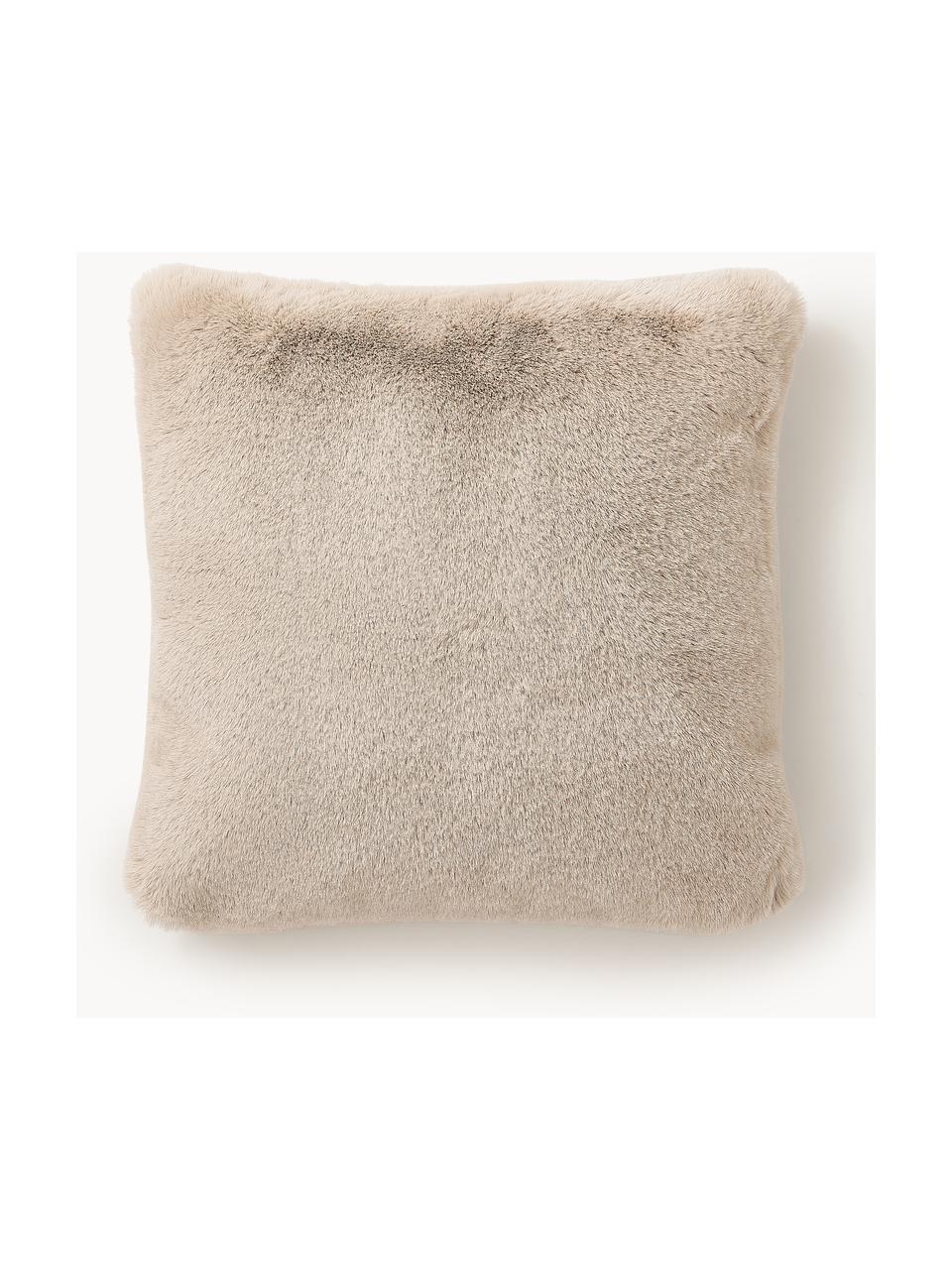 Pluzige kussenhoes van imitatievacht Mette, glad, Beige, B 40 x L 40 cm