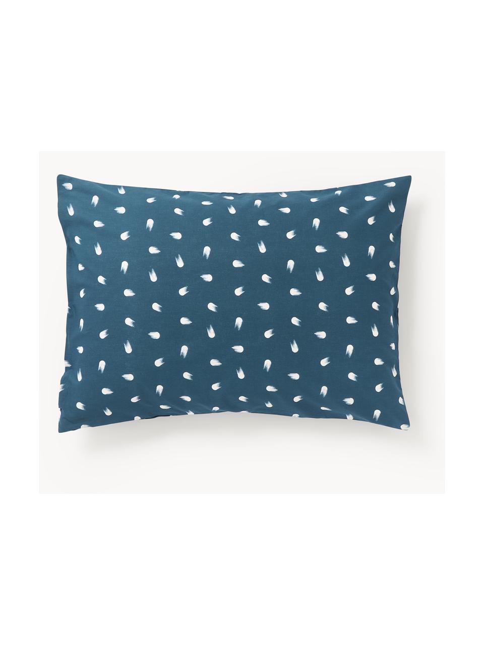 Funda de almohada de algodón a lunares Amma, Azul, An 45 x L 110 cm