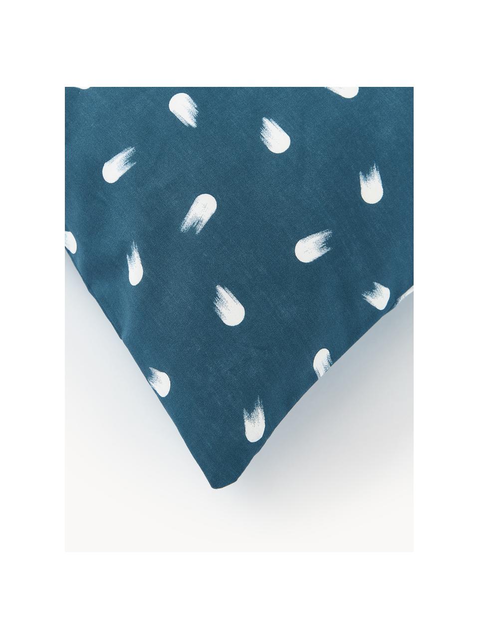 Funda de almohada de algodón a lunares Amma, Azul, An 45 x L 110 cm