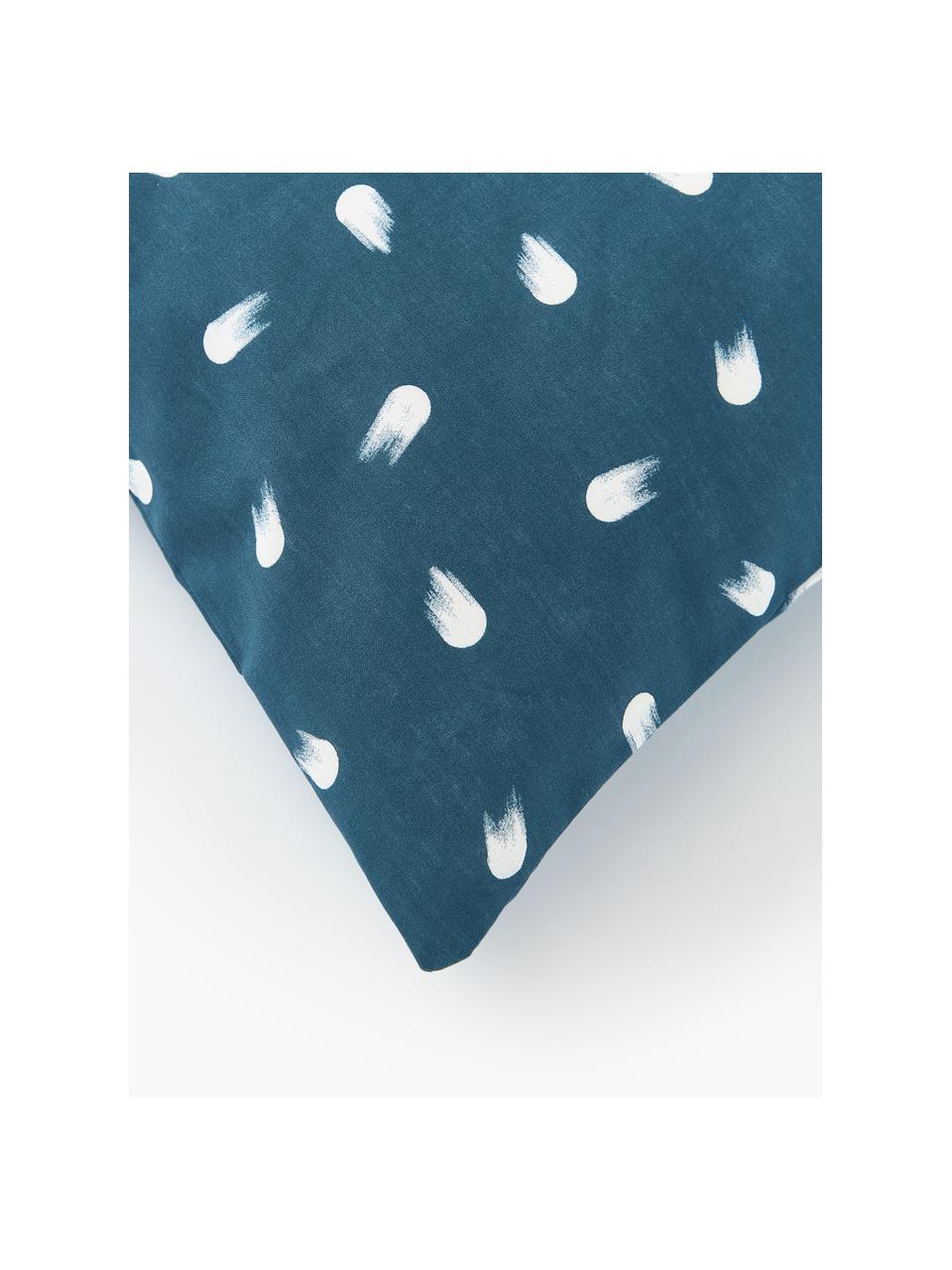 Taie d'oreiller en coton à petits pois Amma, Bleu, larg. 50 x long. 70 cm