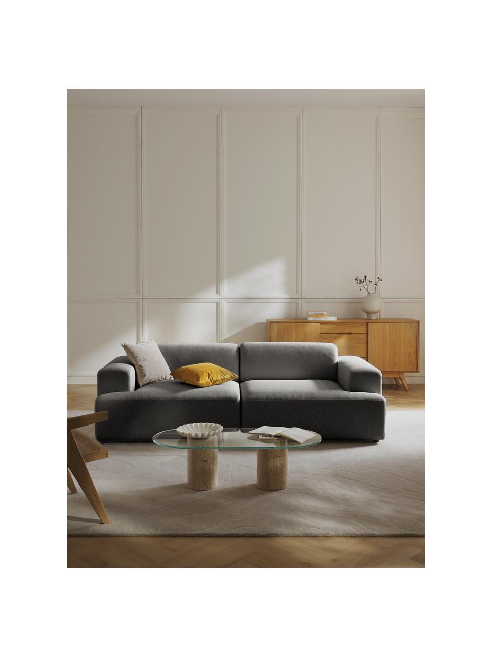 Sofa Melva (3-Sitzer), Bezug: 100 % Polyester Der strap, Gestell: Massives Kiefern- und Fic, Füße: Kunststoff Dieses Produkt, Webstoff Anthrazit, B 238 x T 101 cm