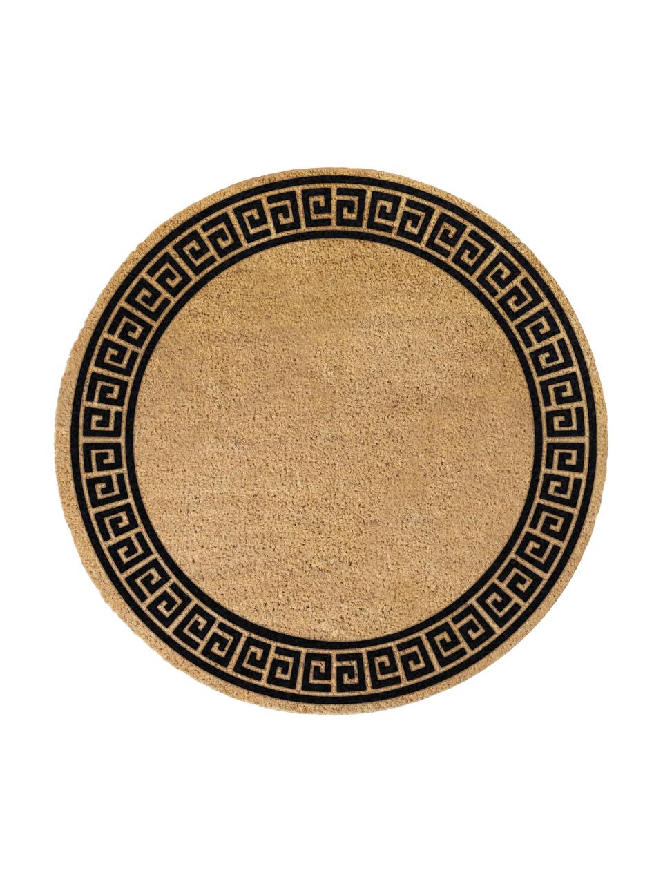 Paillasson rond Greek Border, Beige, noir, Ø 70 cm