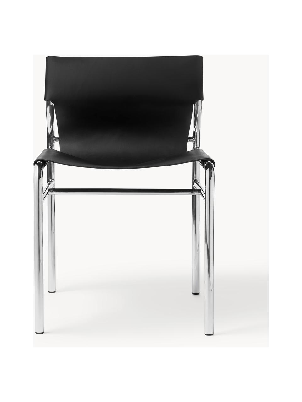Kožená stolička Haku, Čierna, Š 65 x D 55 cm