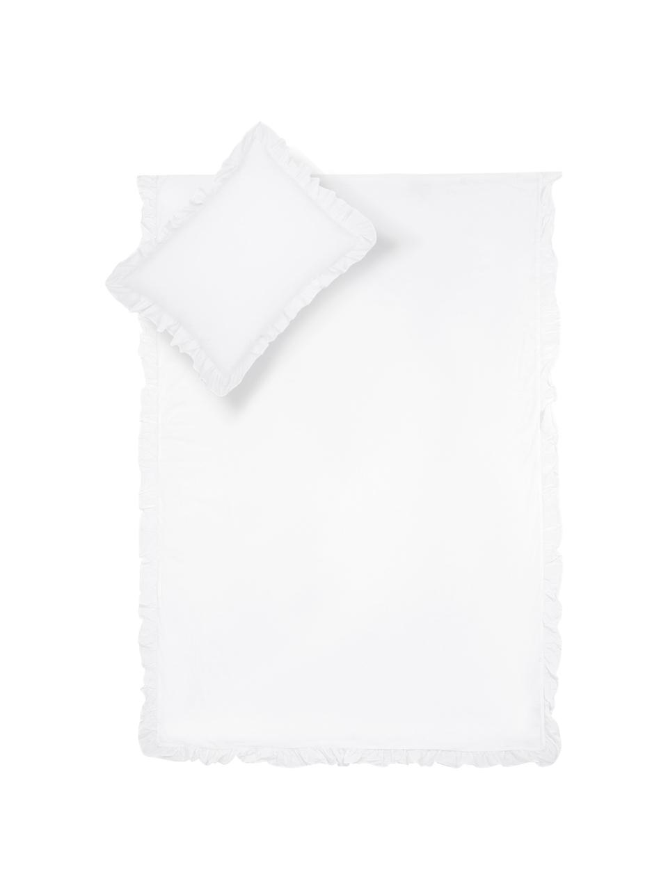 Parure copripiumino in cotone lavato Florence, Tessuto: percalle Densità del filo, Bianco, 255 x 200 cm + 2 federe 50 x 80 cm