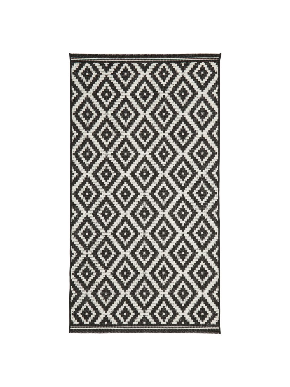 Vzorovaný interiérový/exteriérový koberec Miami, 70 % polypropylen, 30 % polyester, Bílá, černá, Š 200 cm, D 290 cm (velikost L)