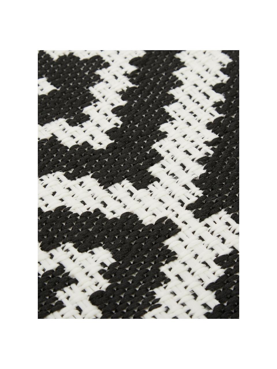 In- & outdoor vloerkleed met patroon Miami in zwart/wit, 86% polypropyleen, 14% polyester, Wit, zwart, B 200 x L 290 cm (maat L)