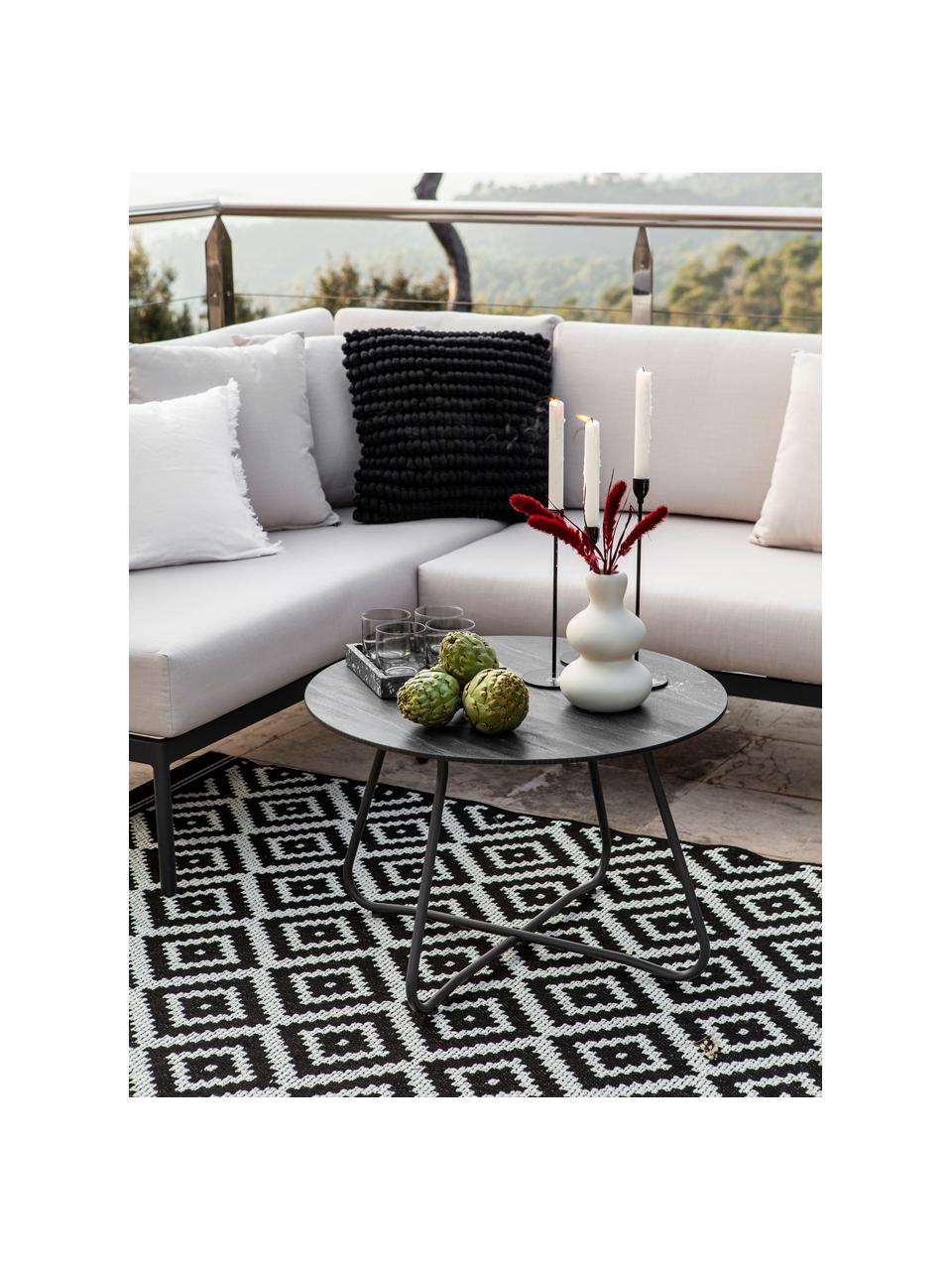 In- & outdoor vloerkleed met patroon Miami in zwart/wit, 86% polypropyleen, 14% polyester, Crèmewit, zwart, B 80 x L 150 cm (maat XS)