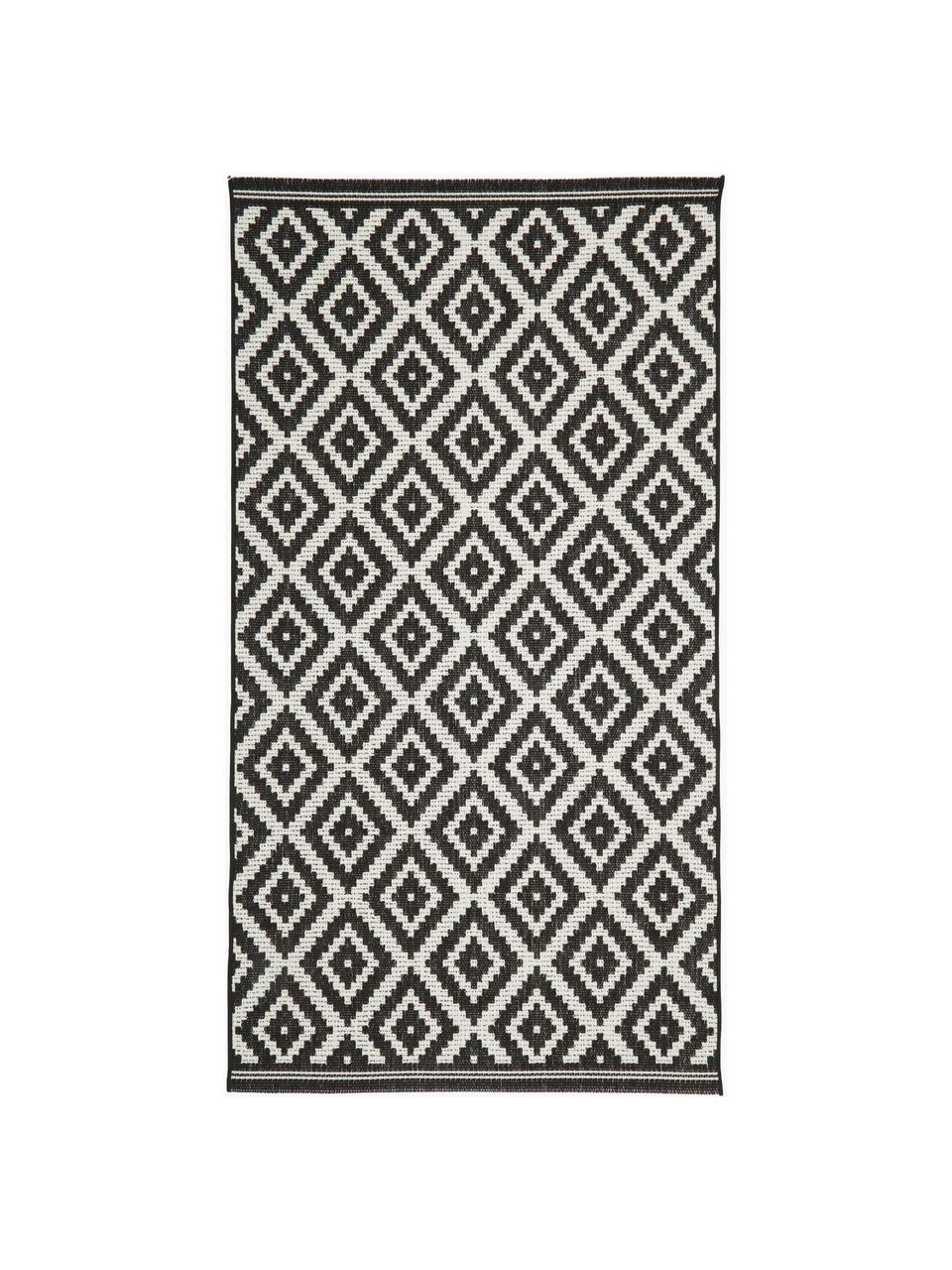 Alfombra de interior/exterior Miami, 70% polipropileno, 30% poliéster, Negro, blanco, An 80 x L 150 cm (Tamaño XS)