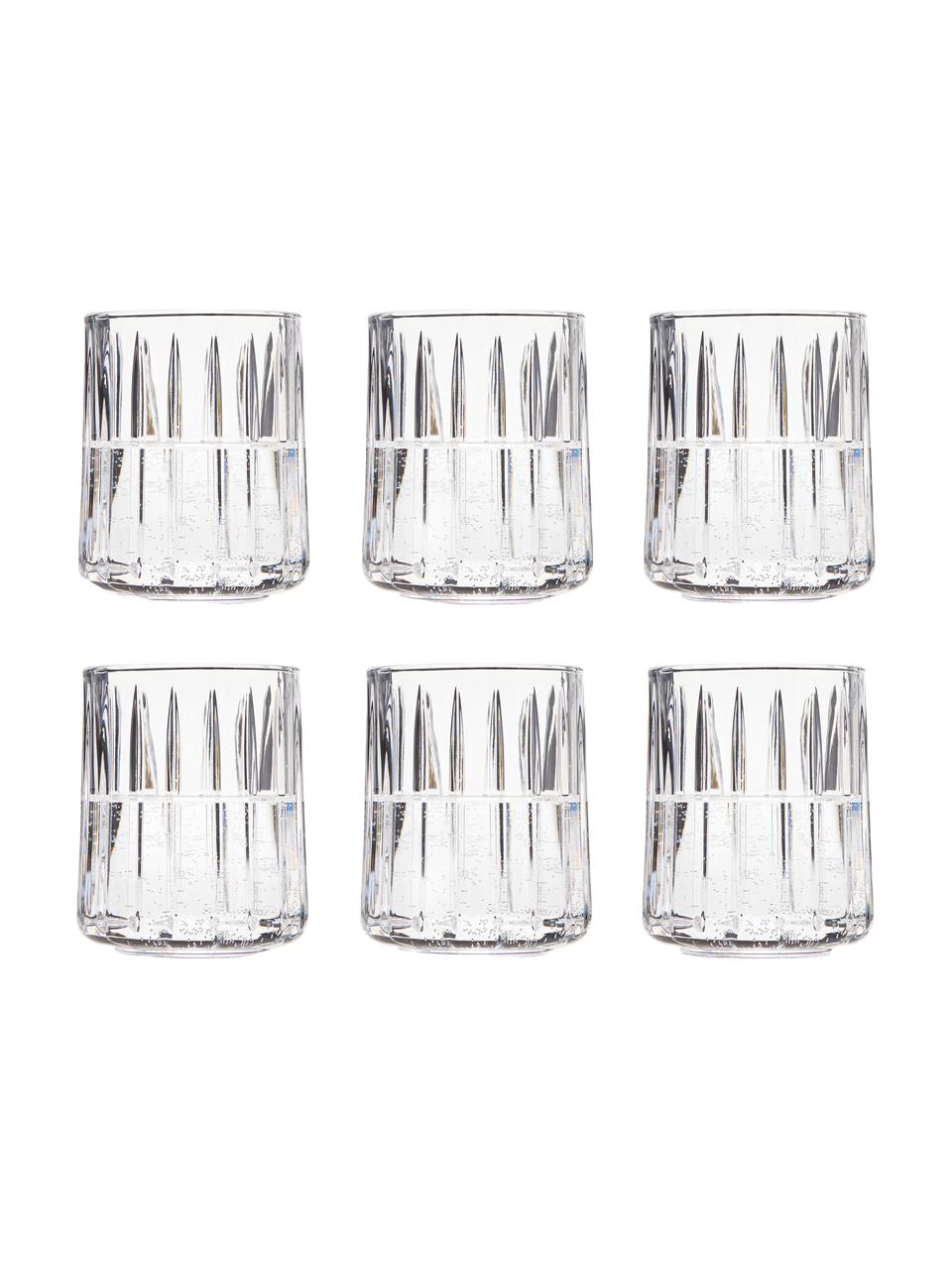 Wassergläser Hudson mit Rillenstruktur, 6 Stück, Glas, Transparent, Ø 8 x H 10 cm, 300 ml
