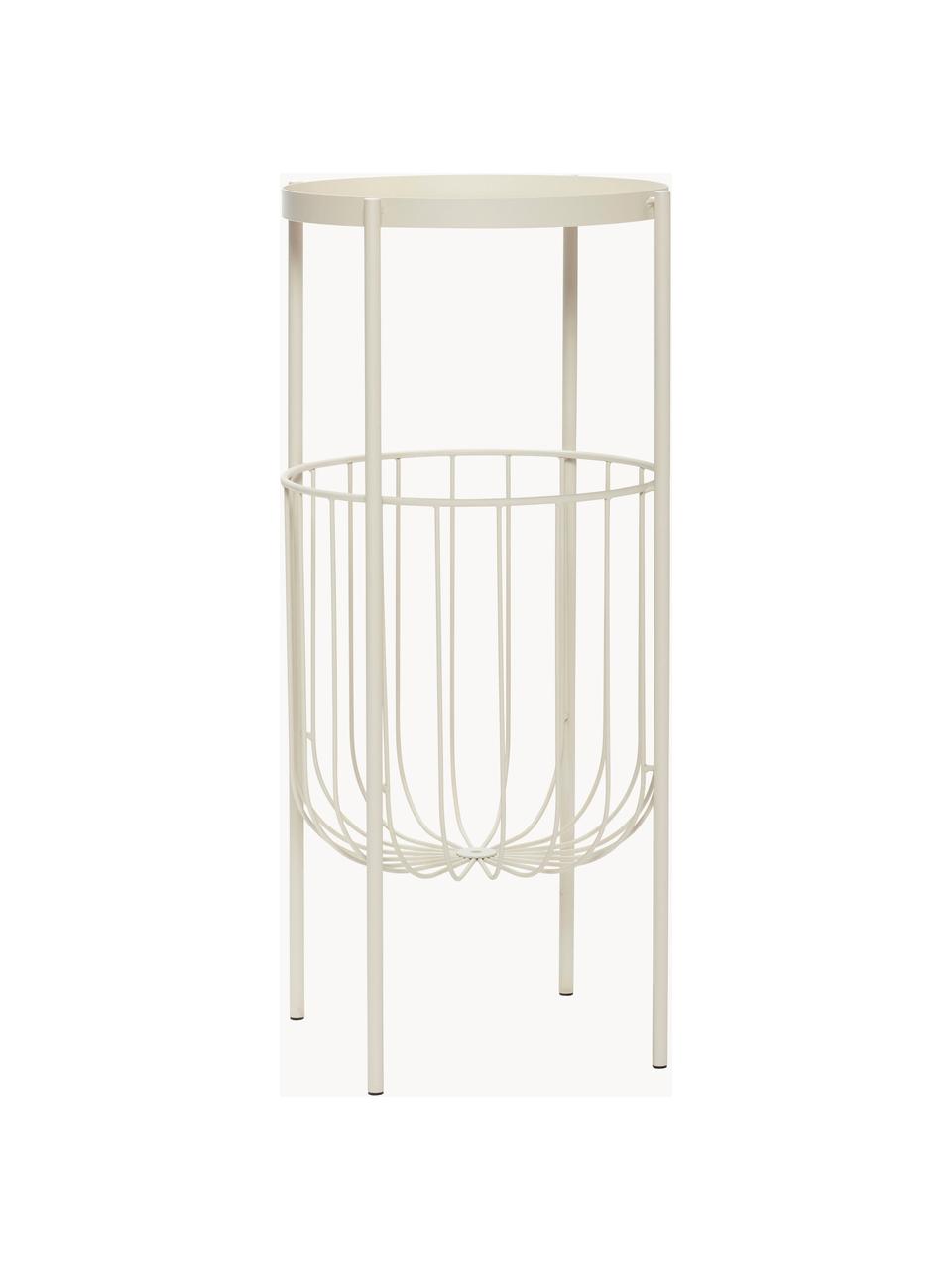 Metalen sidetable Eyrie, Gecoat metaal, Lichtbeige, Ø 45 x H 90 cm