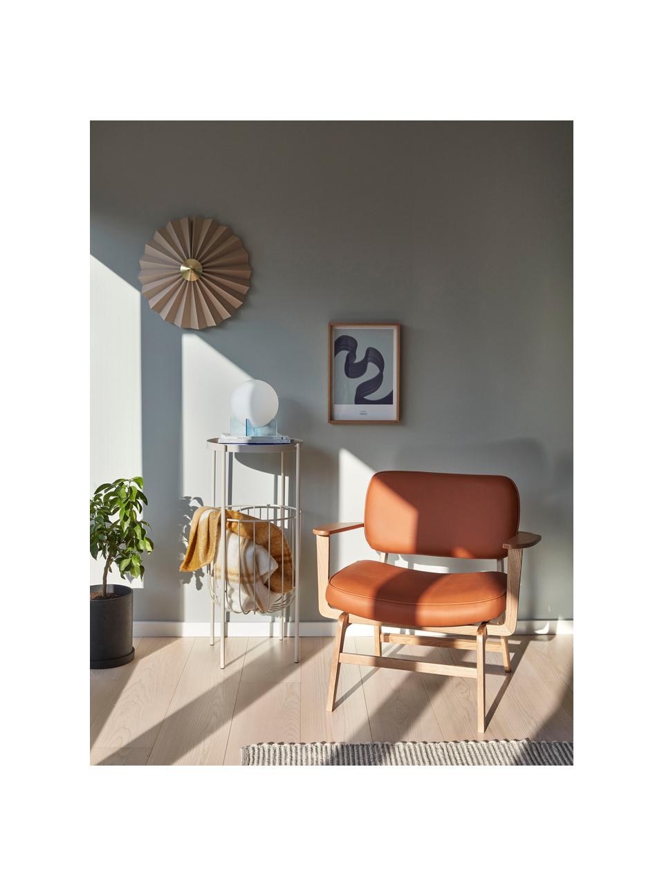 Metalen sidetable Eyrie, Gecoat metaal, Lichtbeige, Ø 45 x H 90 cm