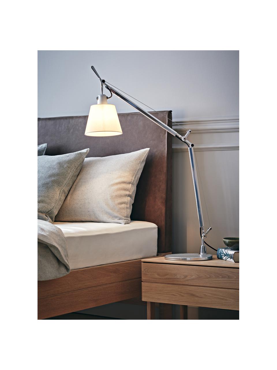 Lampa biurkowa Tolomeo Basculante, Stelaż: aluminium powlekane, Odcienie srebrnego, złamana biel, S 65 x W 66-75 cm