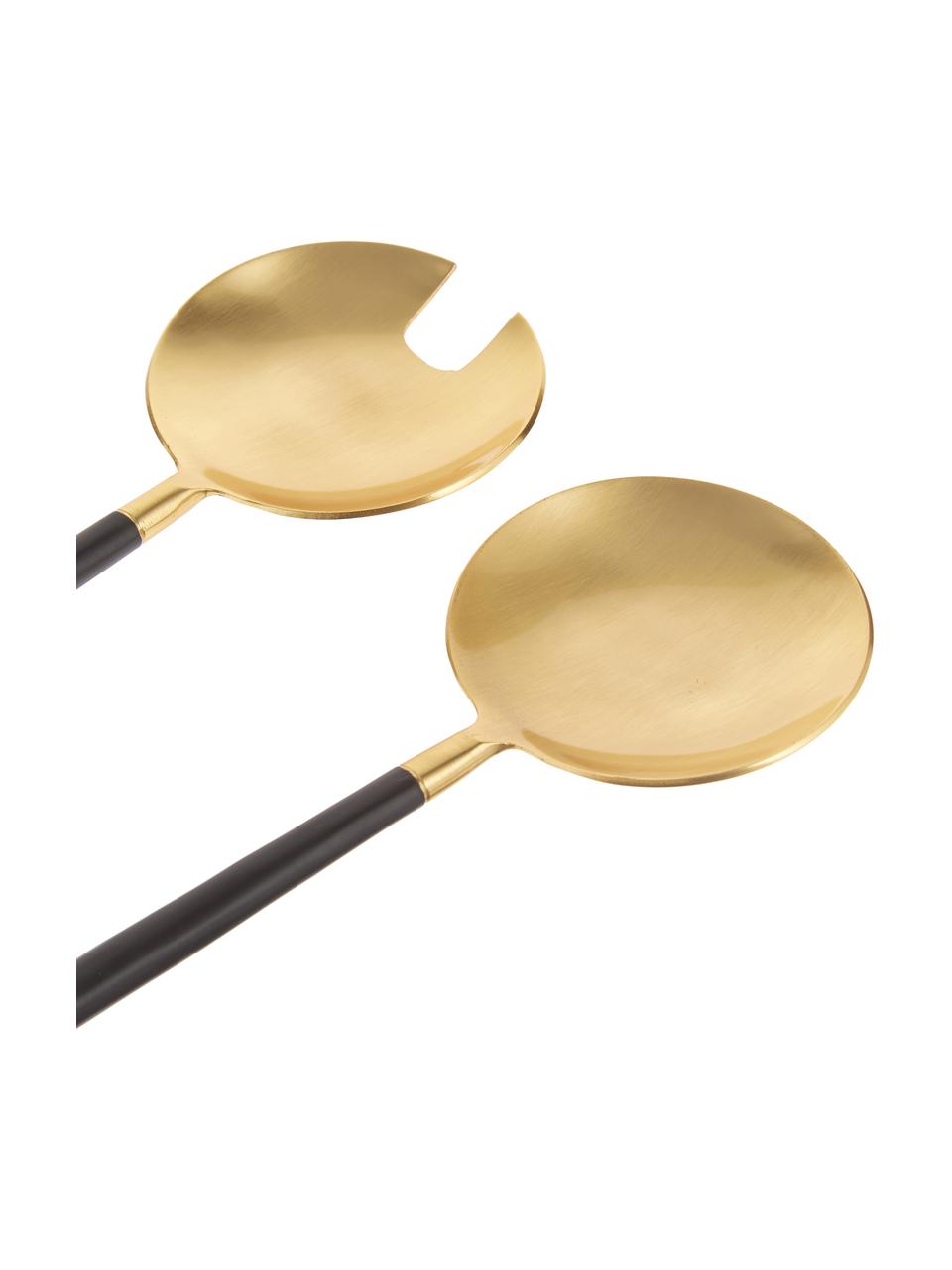 Cubiertos para ensalada Amine, 2 pzas., Acero inoxidable 18/10 recubierto

La cubertería está hecha de acero inoxidable. Por tanto, es duradera, inoxidable y resistente a las bacterias., Negro, dorado, L 27 cm