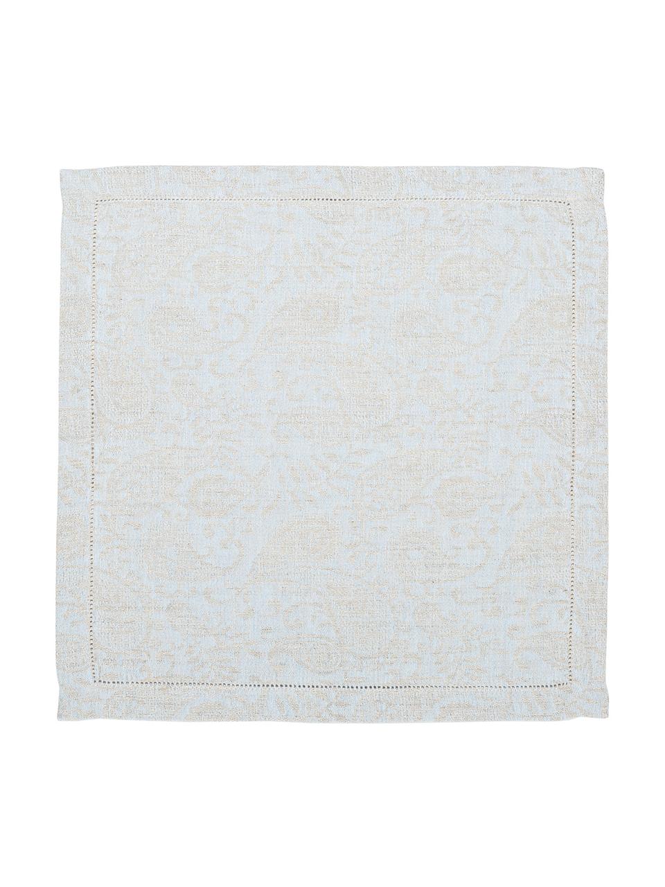 Servilletas de lino Agila, 6 uds., Beige, azul, An 42 x L 42 cm