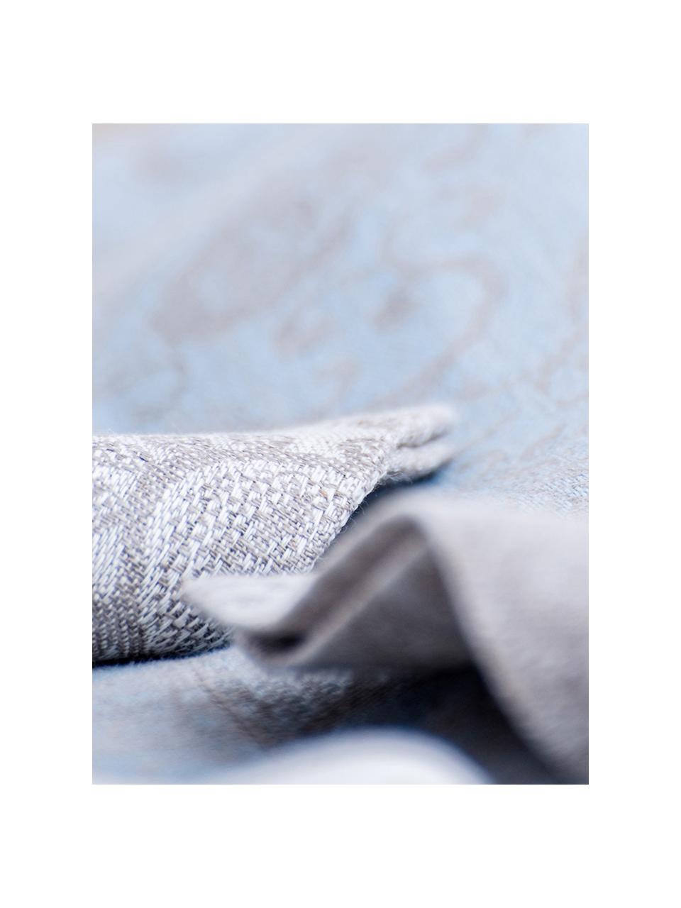 Serviettes de table en lin à imprimé paisley Agila, 6 pièces, Beige, bleu, larg. 42 x long. 42 cm