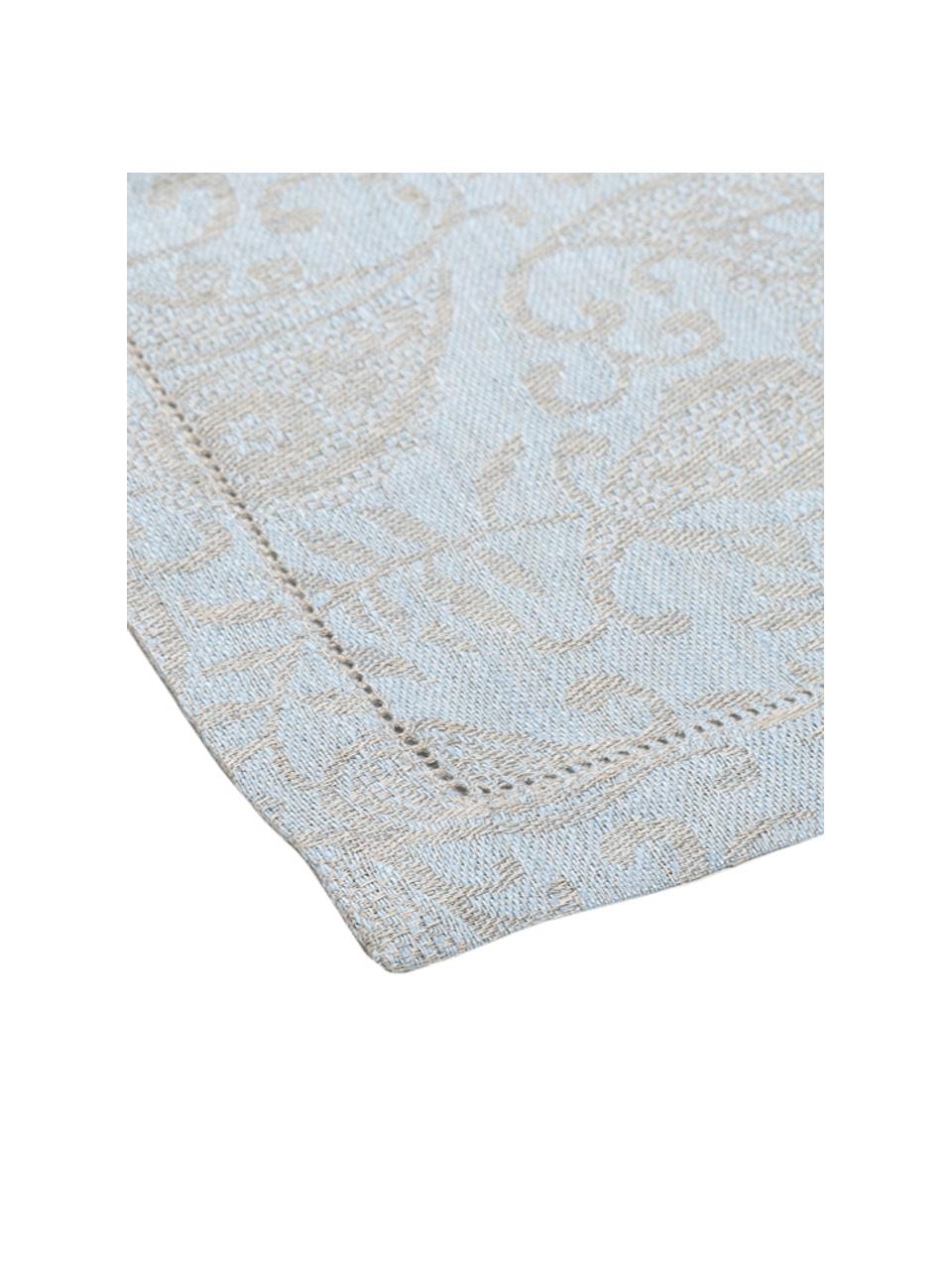 Serviettes de table en lin à imprimé paisley Agila, 6 pièces, Beige, bleu, larg. 42 x long. 42 cm