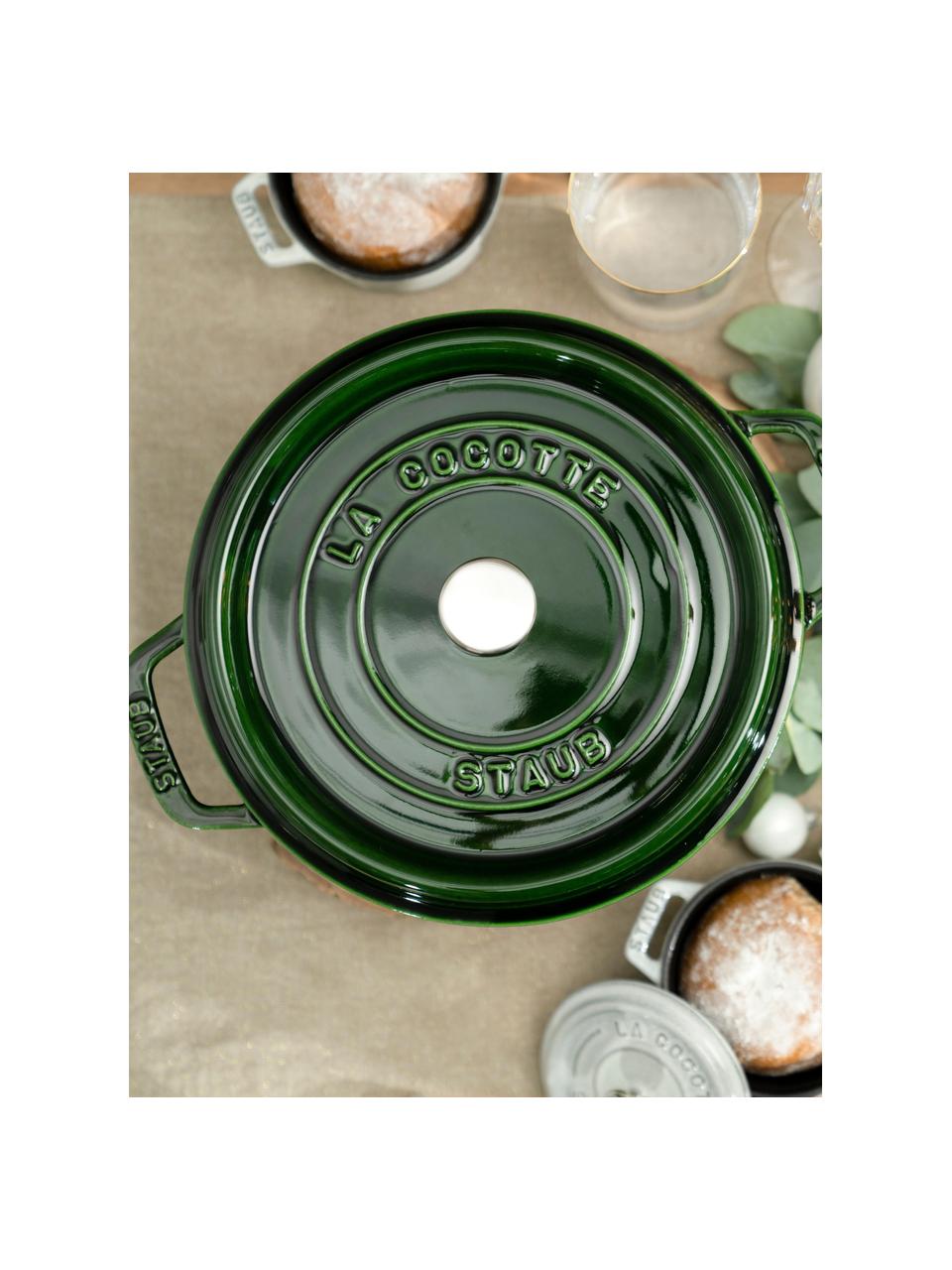 Cacerola redonda de hierro fundido La Cocotte, Hierro fundido esmaltado, Verde oscuro, plateado, Ø 24 cm x Al 15 cm, 3.8 L