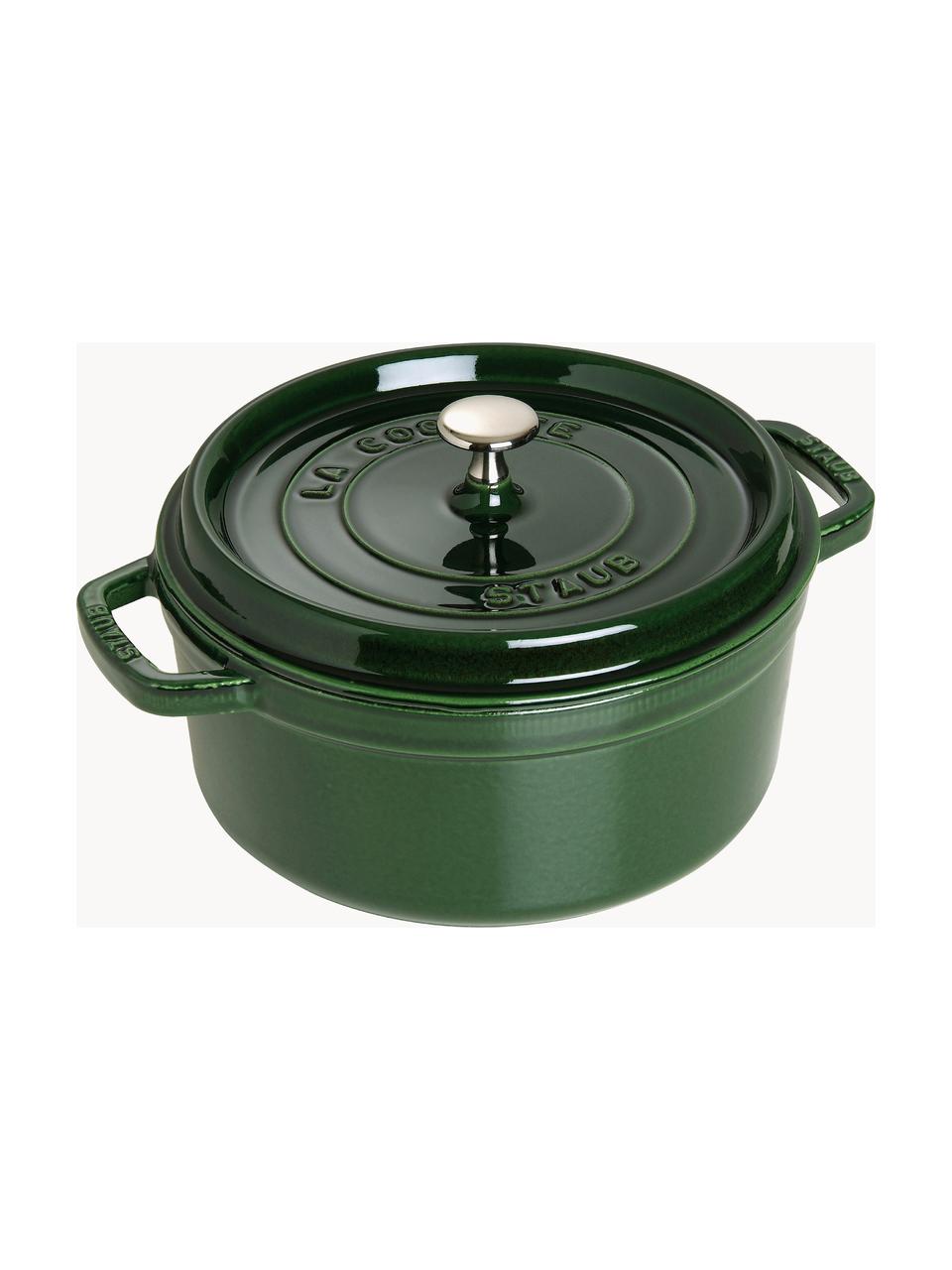 Cacerola redonda de hierro fundido La Cocotte, Hierro fundido esmaltado, Verde oscuro, plateado, Ø 24 cm x Al 15 cm, 3.8 L