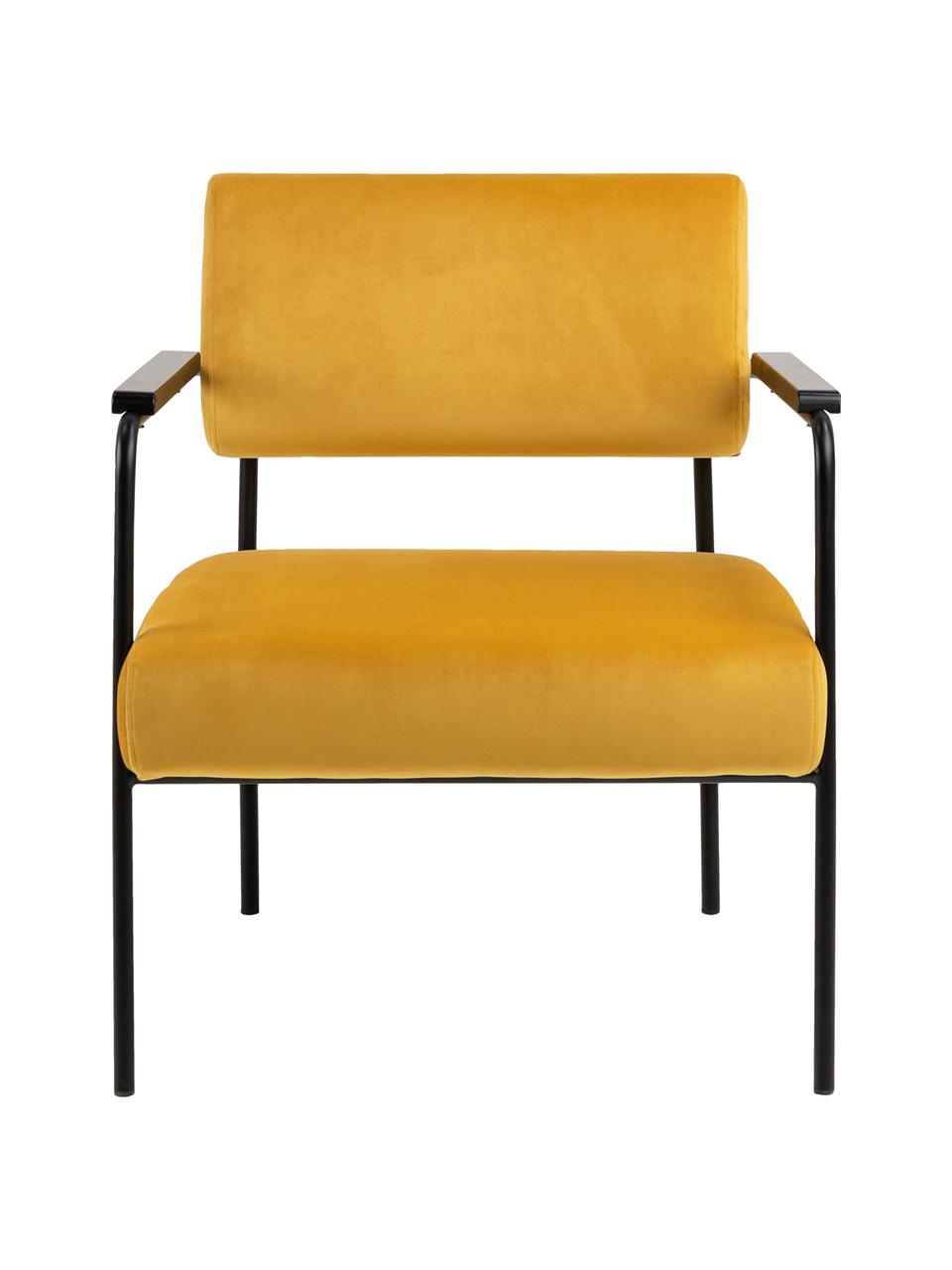 Fauteuil lounge en velours Cloe, Velours jaune