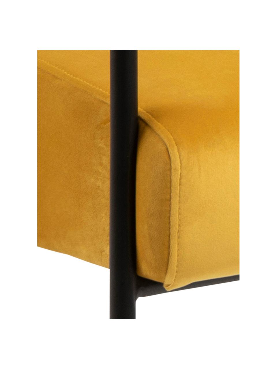 Fluwelen lounge fauteuil Cloe, Bekleding: polyester fluweel, Frame: gepoedercoat metaal, Fluweel geel, 67 x 67 cm