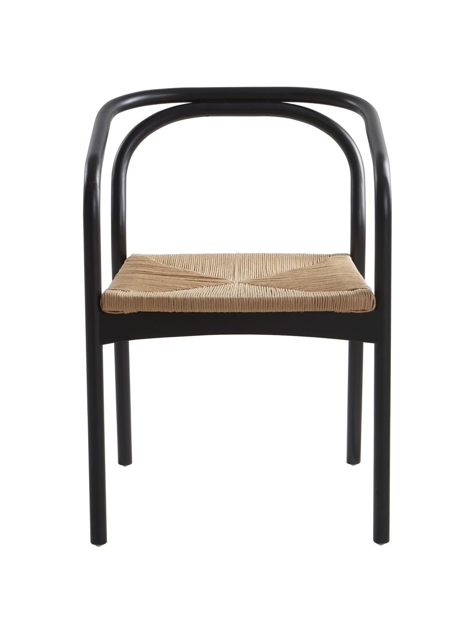 Chaise design bois de bouleau corde tressée Lidingo, Noir, beige, larg. 54 x prof. 56 cm