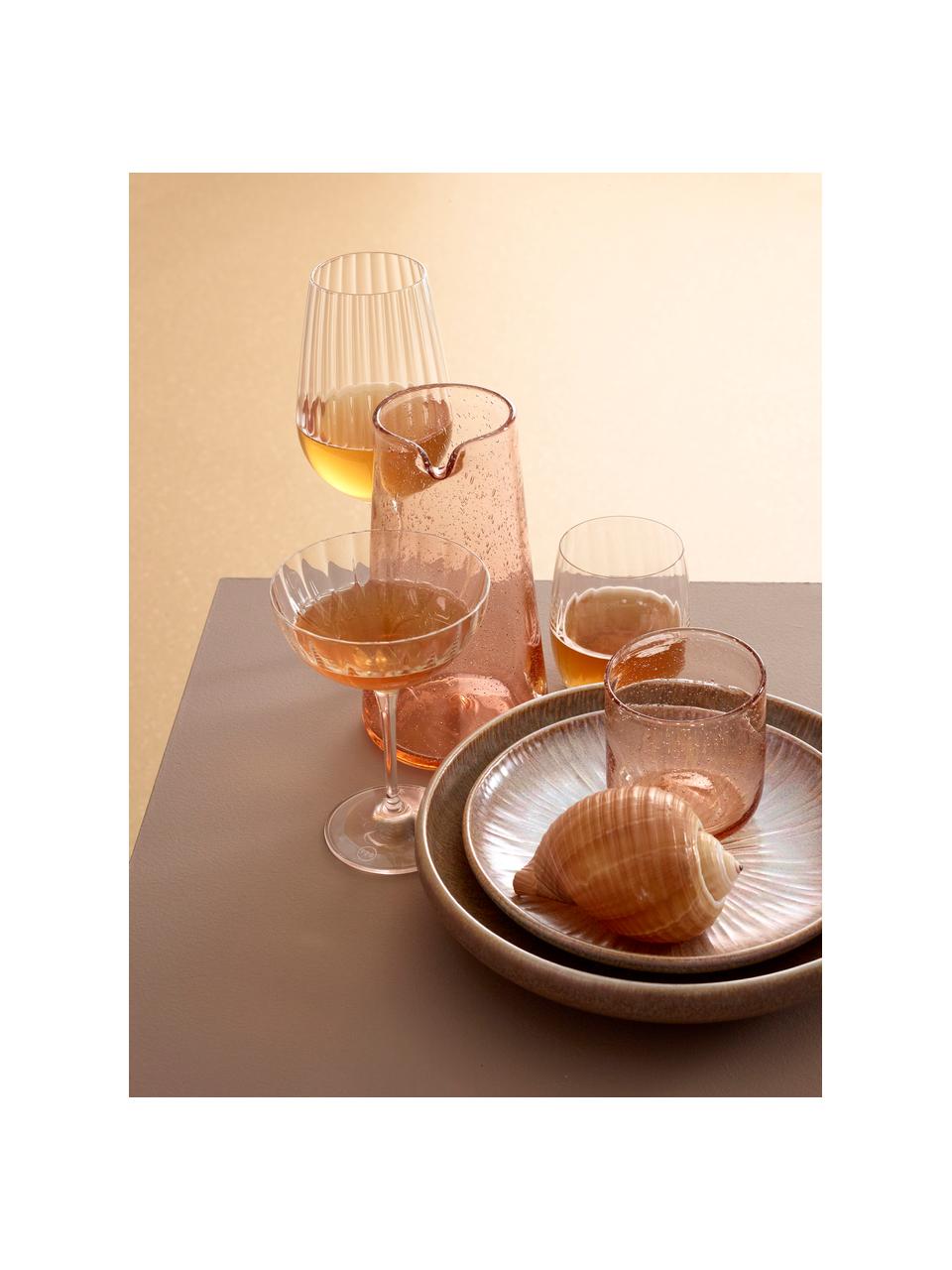 Kristallen rode wijnglazen Romance met groefreliëf, 6 stuks, Kristalglas, Transparant, Ø 9 x H 22 cm