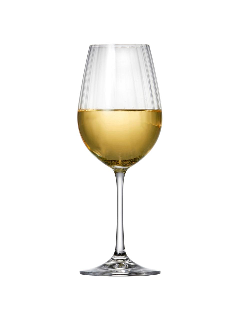 Kristall-Weißweingläser Romance mit Rillenrelief, 6 Stück, Kristallglas, Transparent, Ø 9 x H 22 cm