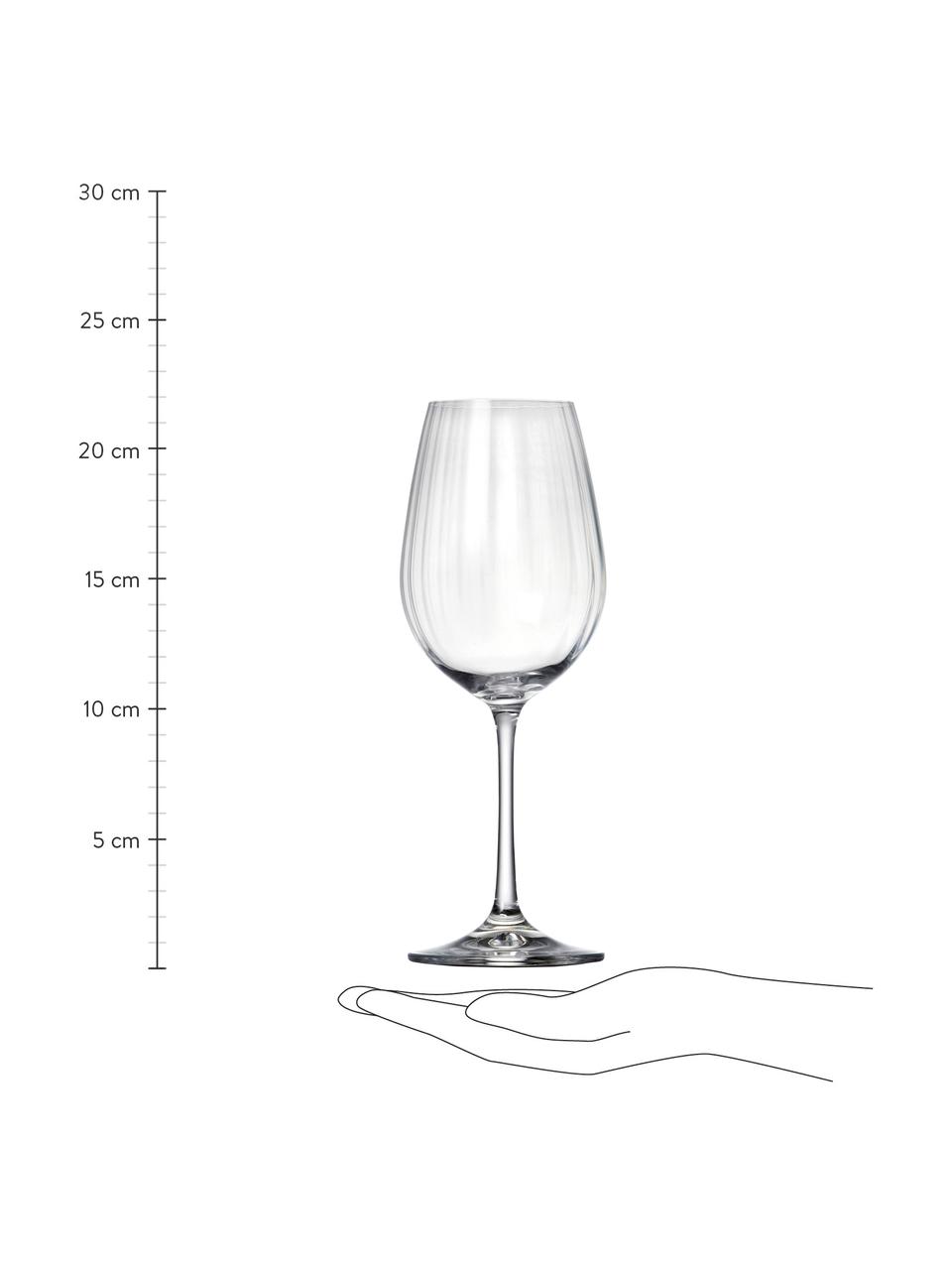 Kristall-Weißweingläser Romance mit Rillenrelief, 6 Stück, Kristallglas, Transparent, Ø 9 x H 22 cm