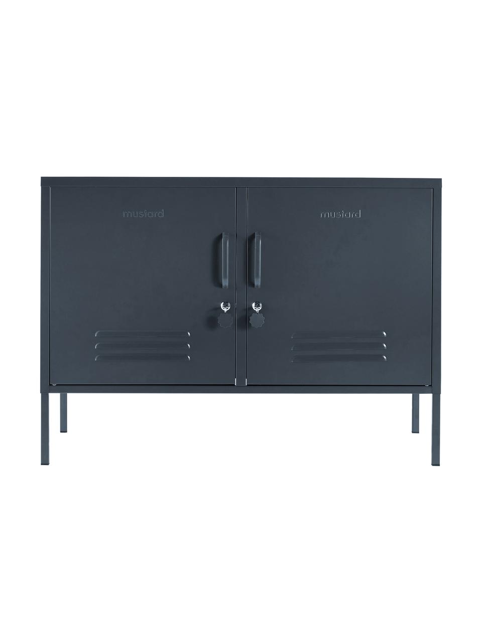 Kovová komoda s dvierkami Mustard, Oceľ s práškovým náterom, Antracitová, Š 100 x V 72 cm